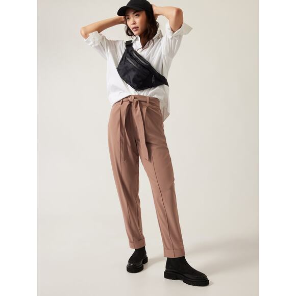 ATHLETA Cardiff Pant Rustic Beige Waist Tie Straight Leg Casual Women's 12 - Picture 4 of 16